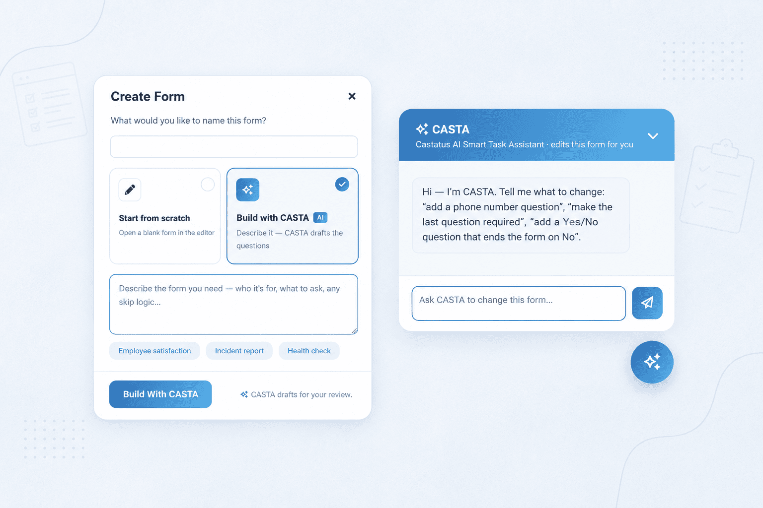 CASTA building a form