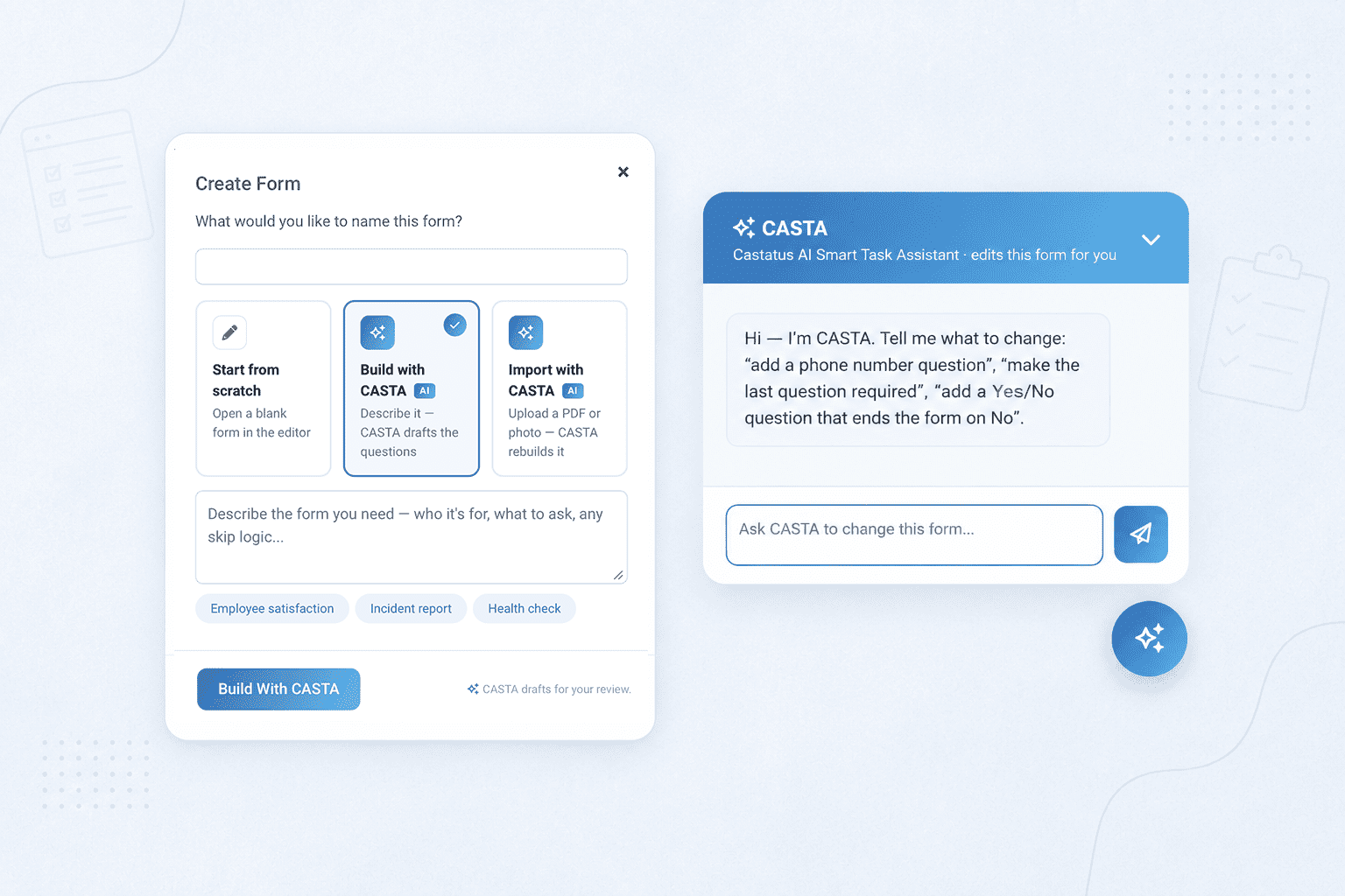 CASTA building a form