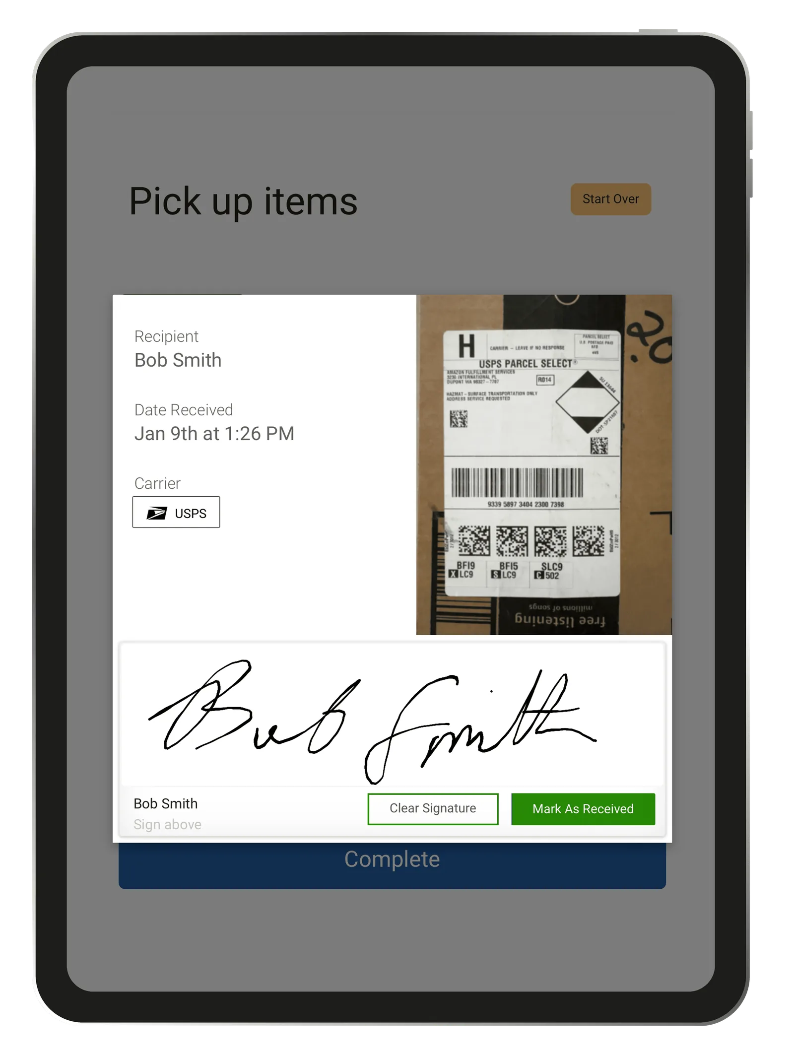 Castatus Deliveries Signature Pickup