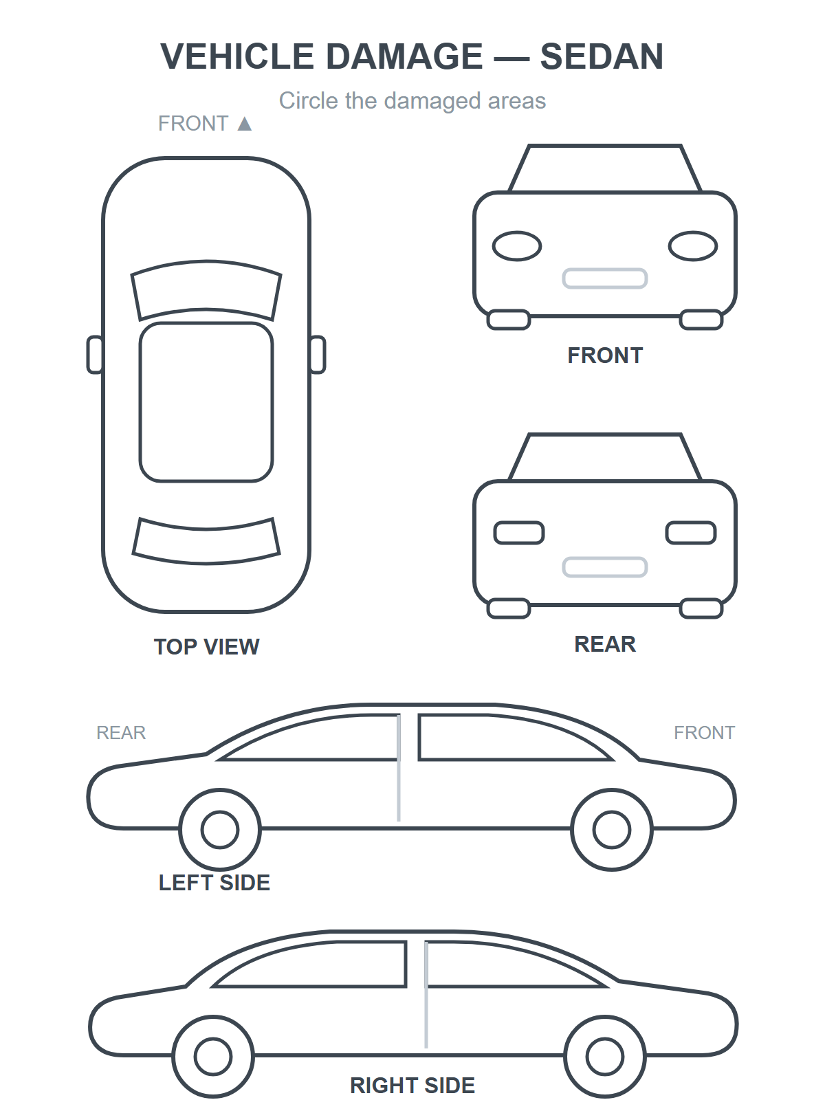 Vehicle damage drawing template