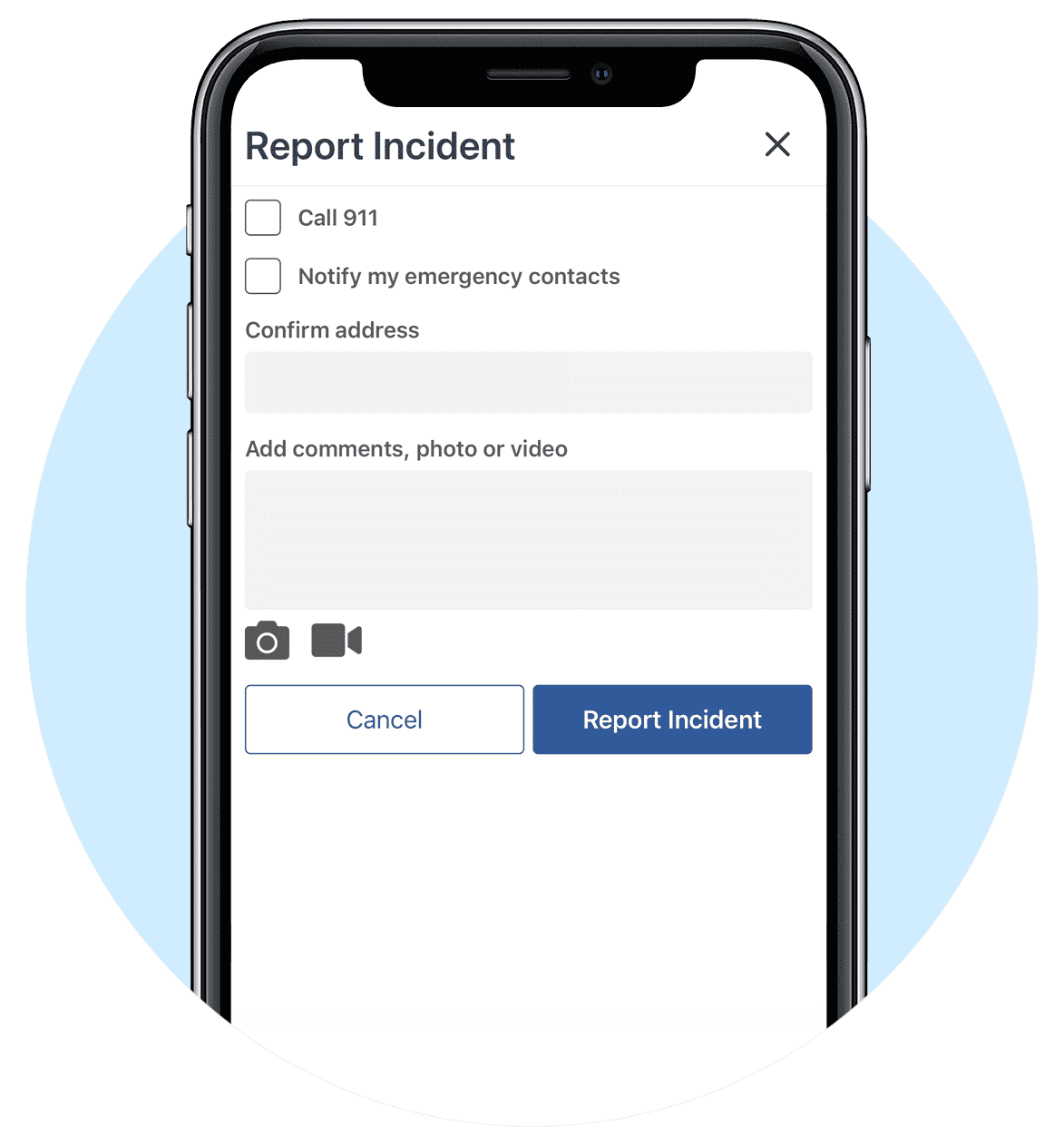 Reporting an incident in the SAFESTATUS app